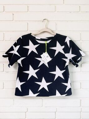 Dudley Stephens Camden Top Navy White Star Terry Fleece XS NWT
